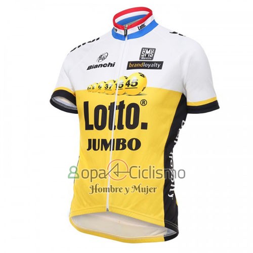 Lotto NL Jumbo Ropa Ciclismo Culotte Corto 2016 Mangas Cortas Blanco y AMarillo
